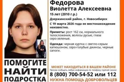 Помогите найти. В Дзержинском районе Новосибирска 19 марта без вести пропала 15-летняя Виолетта Федорова