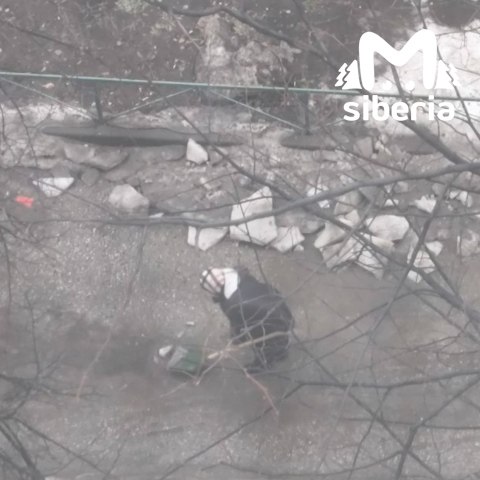 Пенсионерка сама чистит снег и лёд у дома в Новосибирске