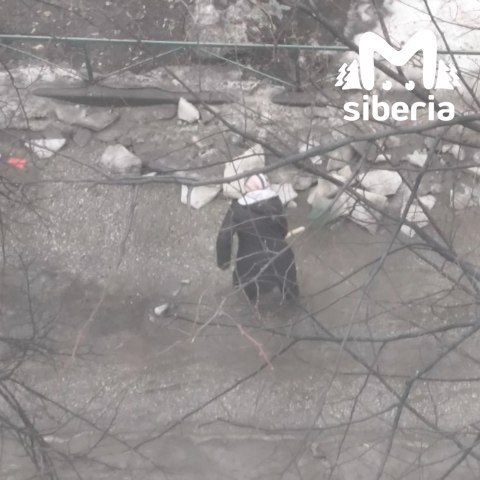 Пенсионерка сама чистит снег и лёд у дома в Новосибирске Пенсионерка сама чистит снег и лёд у дома в Новосибирске