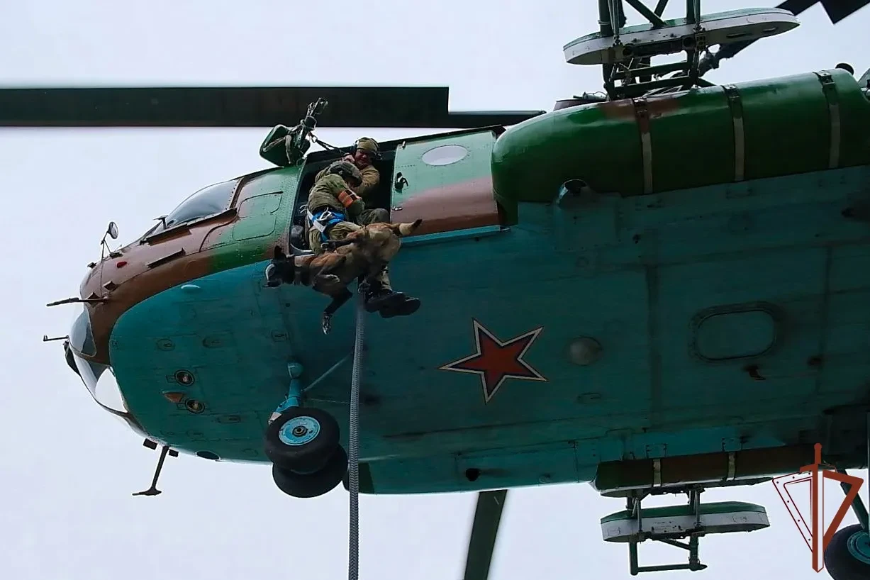 В Новосибирской области на базе учебного центра «Горный» военнослужащие отряда специального назначения «Ермак» Сибирского ордена Жукова округа Росгвардии отработали навыки беспарашютного десантирования из вертолета Ми-8
