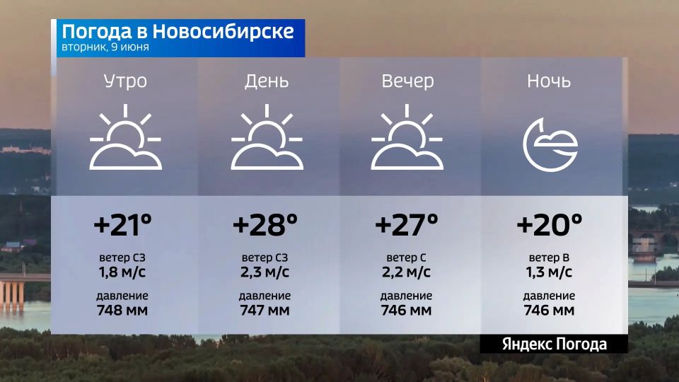 Прогноз погоды на 9 июня 2026 года в Новосибирской области