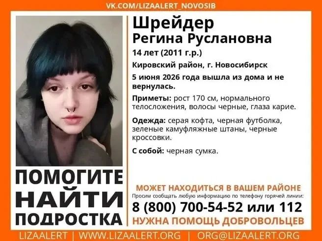 «Вышла из дома и не вернулась»: 14-летнюю девочку с пирсингом больше недели ищут в Новосибирске