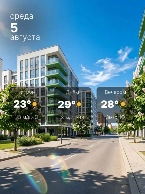 И снова солнечно!. Начнётся день с комфортных +22 °C