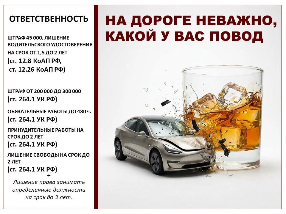 Госавтоинспекция Новосибирской области напоминает об ответственности за управление транспортным средством в нетрезвом состоянии