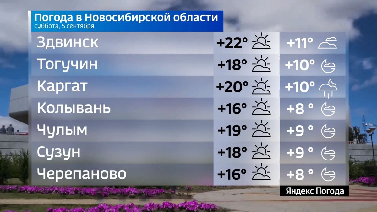 Прогноз погоды на 5 сентября 2026 года в Новосибирской области Прогноз погоды на 5 сентября 2026 года в Новосибирской области