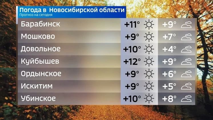 Прогноз погоды на 28 сентября 2026 года в Новосибирской области Прогноз погоды на 28 сентября 2026 года в Новосибирской области