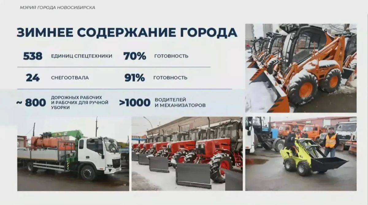 Новосибирск готовится к зиме: 1800 специалистов и 540 машин выедут на уборку снега